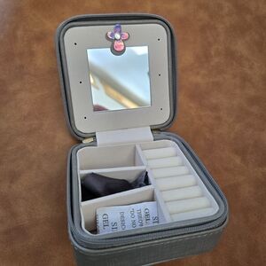 Gray Jewelry Travel Case with Mirror